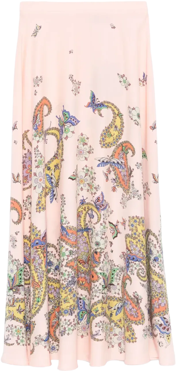 Majolica-print silk maxi skirt