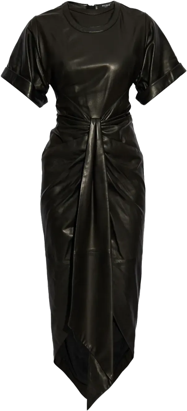 leather midi dress