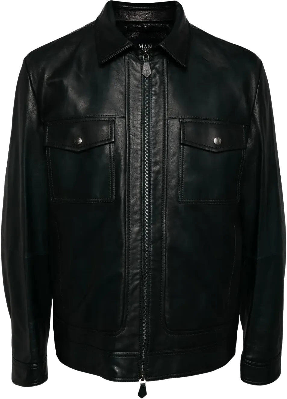 two-way zip leather jacket