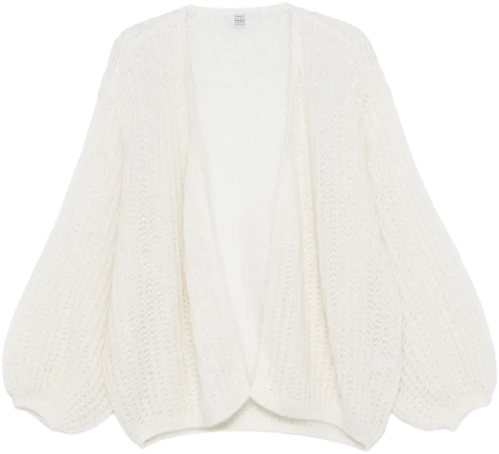 puff-sleeve cardigan