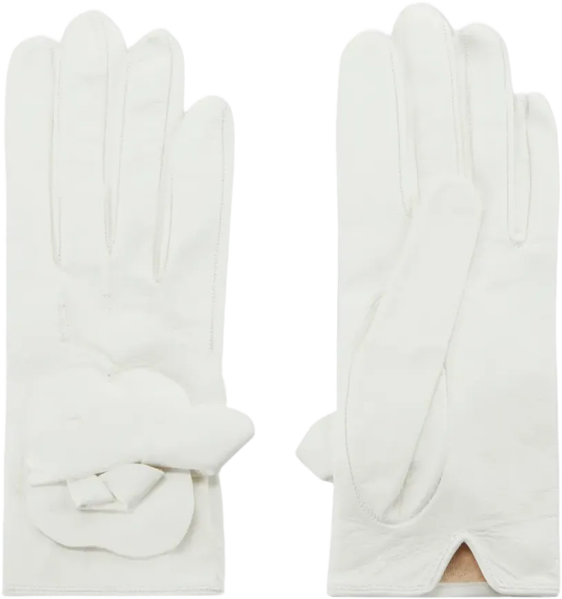 floral-appliqué leather gloves