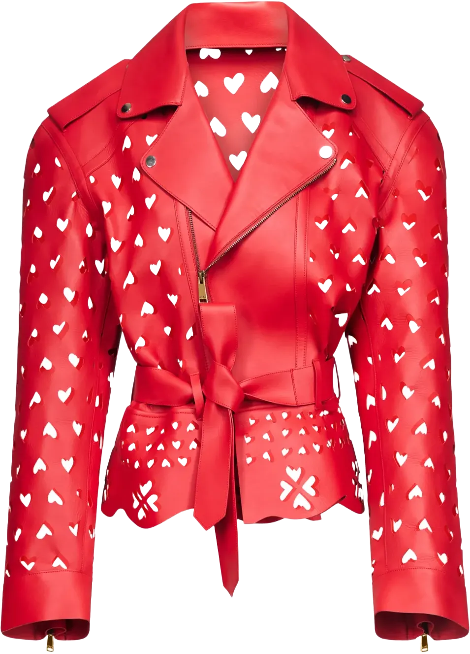 Laser-Cut Heart leather jacket