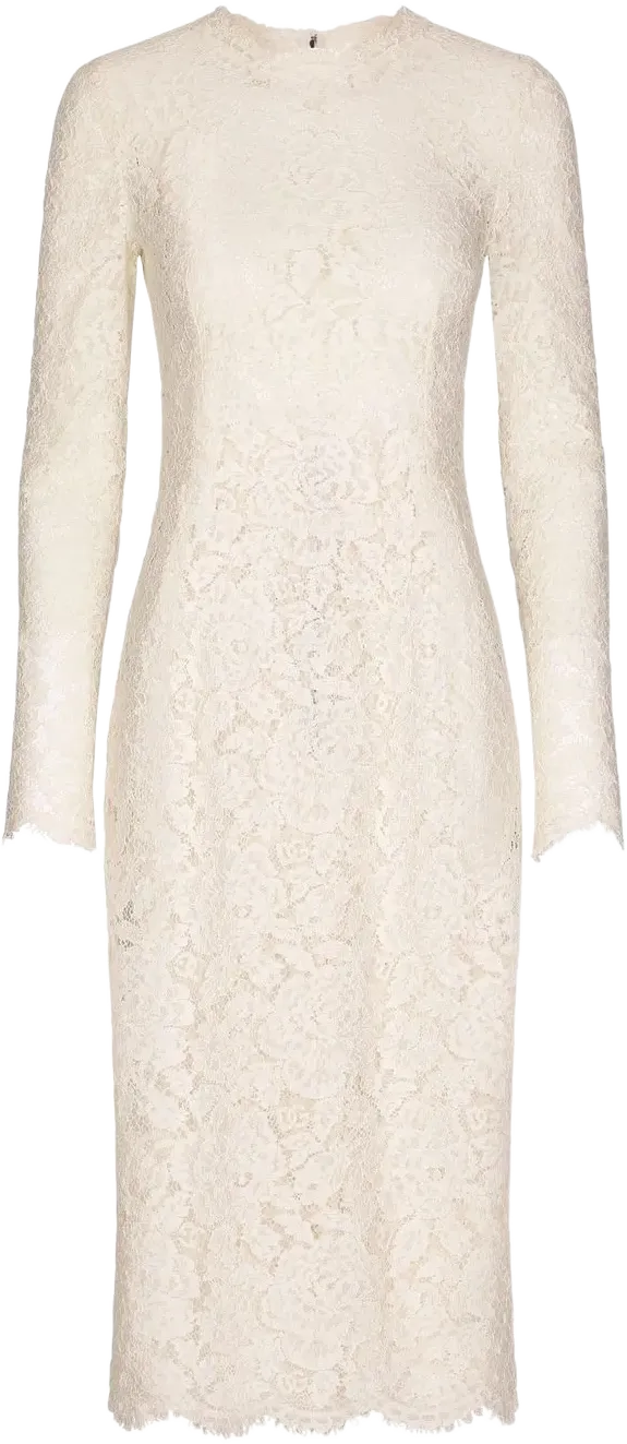 floral-lace long-sleeve midi dress