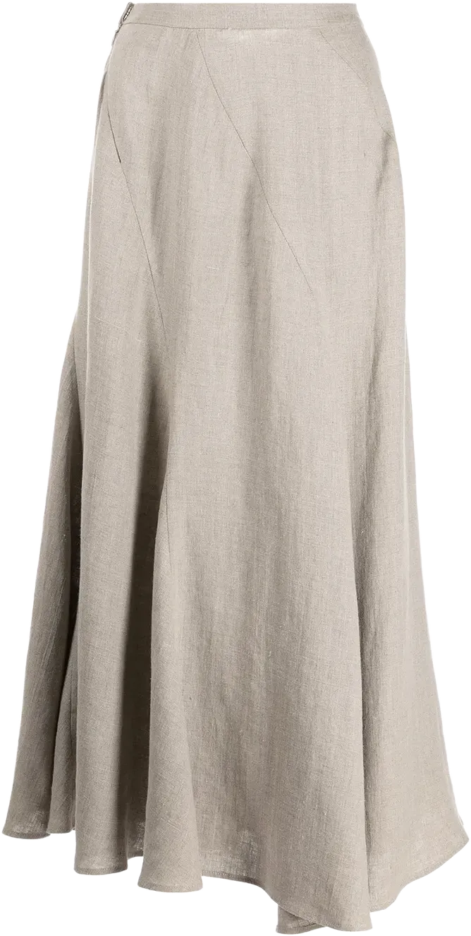 Spiral linen midi skirt