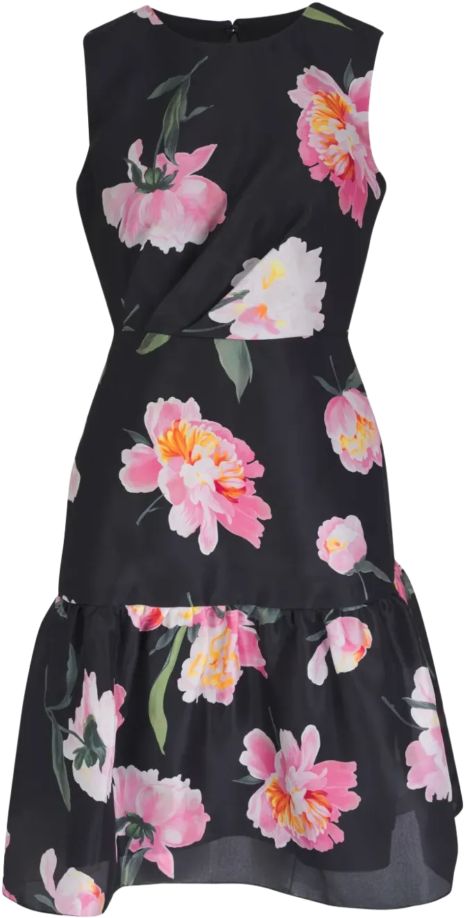 floral-print silk dress