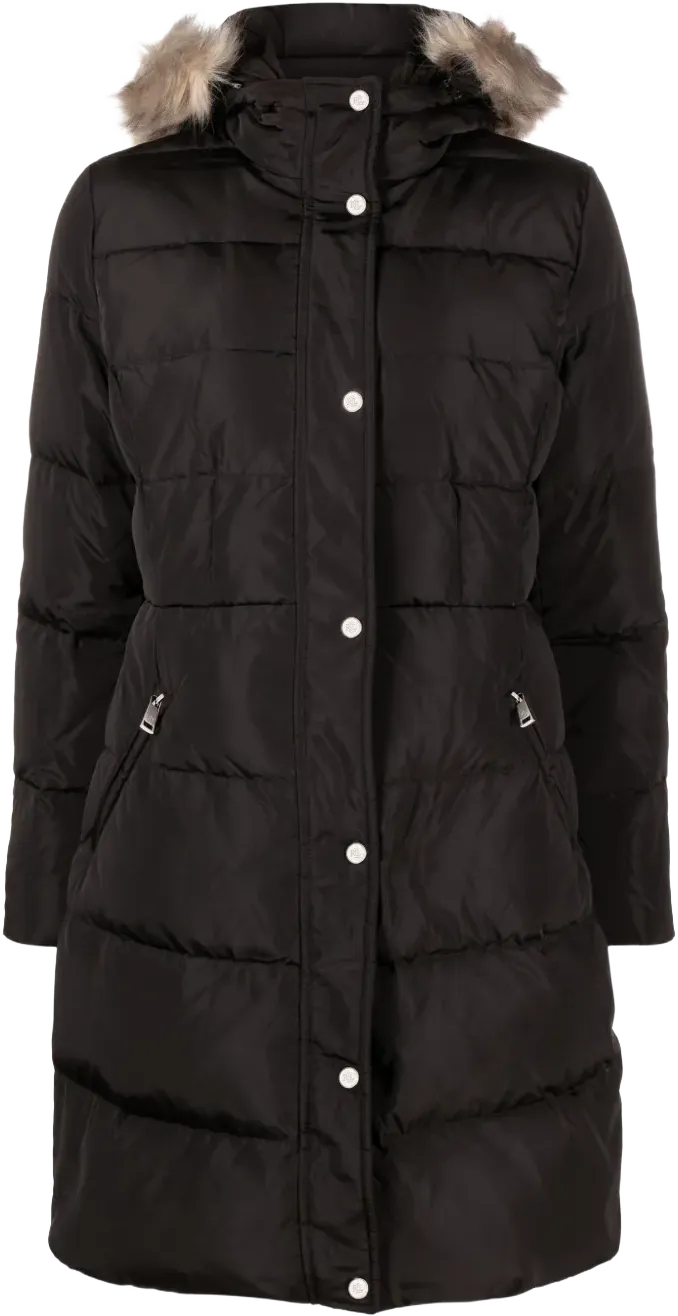 faux-fur trim quilted coat