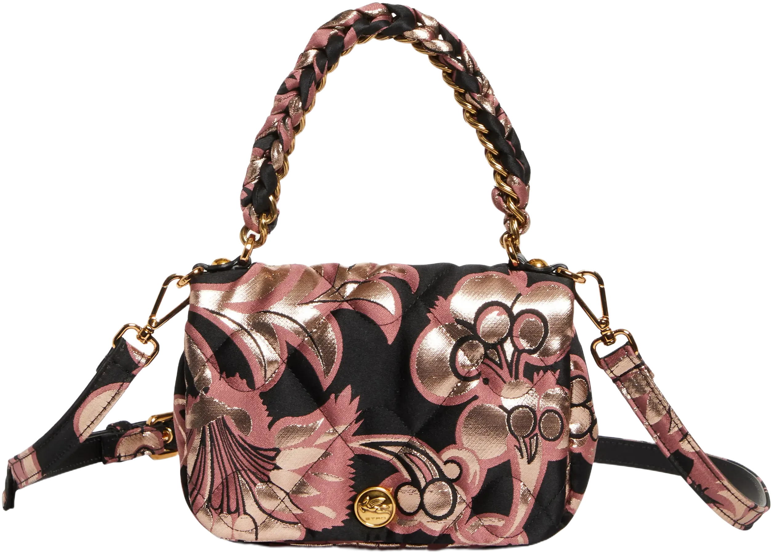 Etro Mini Bond Metallic Floral Quilted Crossbody Bag