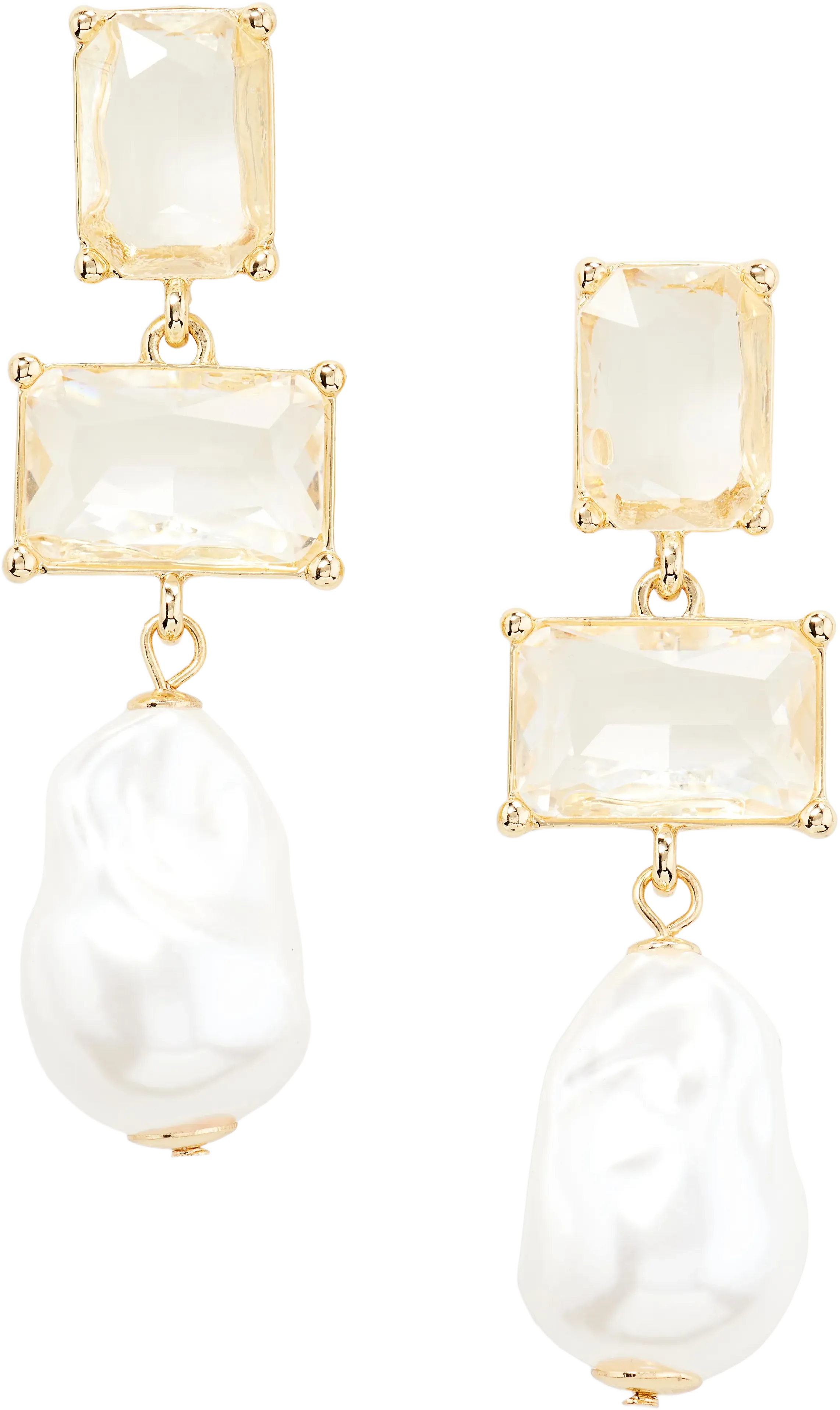 Nordstrom Stacked Stone Faux Pearl Linear Drop Earrings