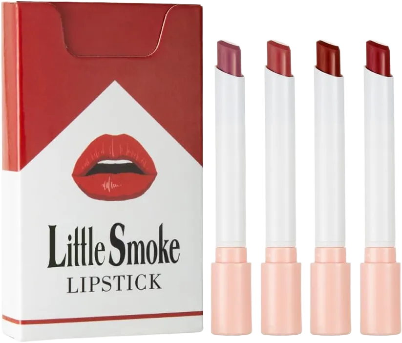 4Pcs Cigarette Case Lipstick Long-Lasting Non-Sticky Matte Nude Lipstick Set Lightweight Mini Velvety Lip Gloss Little Smoke Tube Style Lip Tint Festivals Gift for Women Daily Lip Makeup (A) Red A