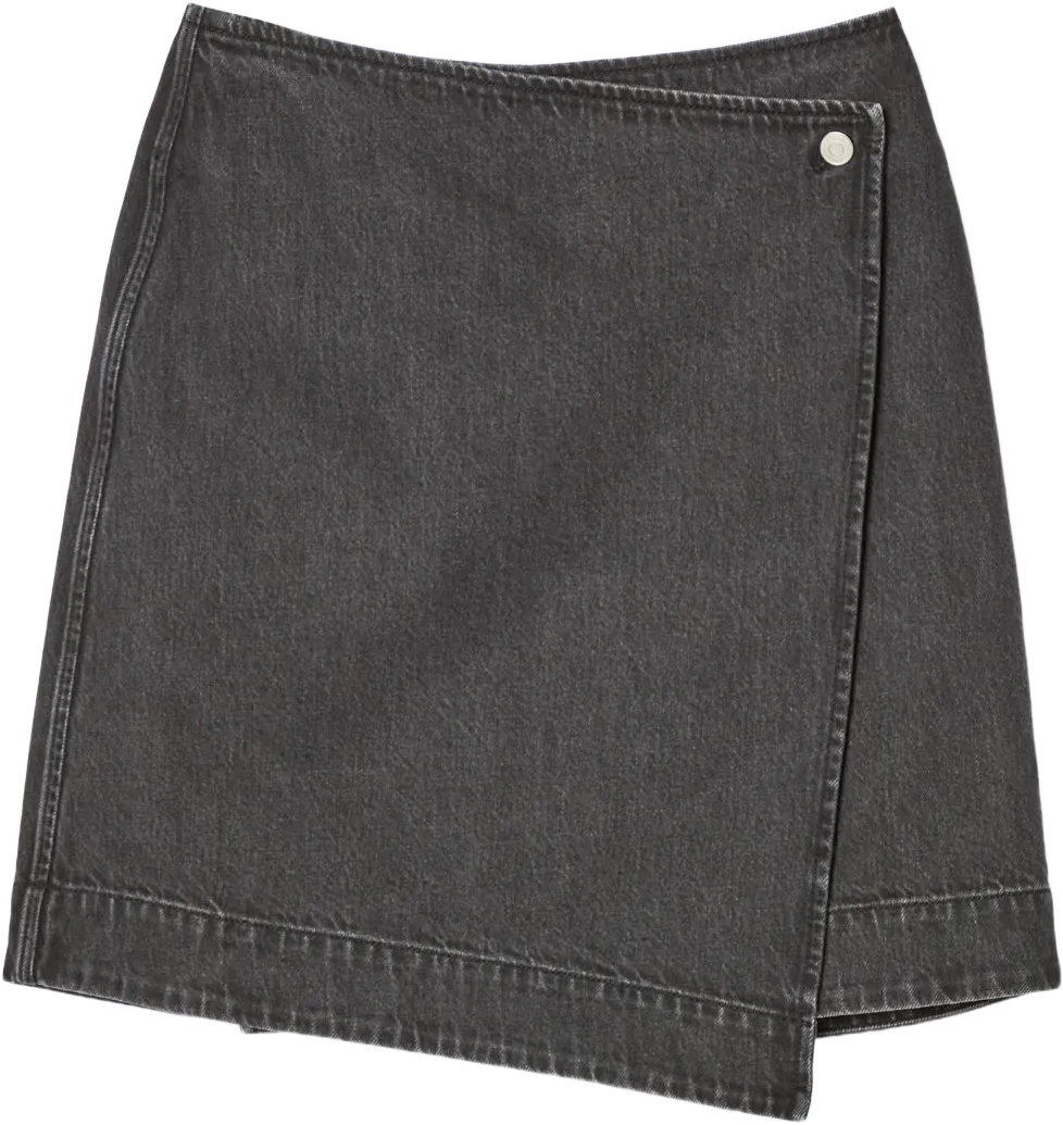 DENIM MINI WRAP SKIRT - WASHED BLACK - Skirts - COS