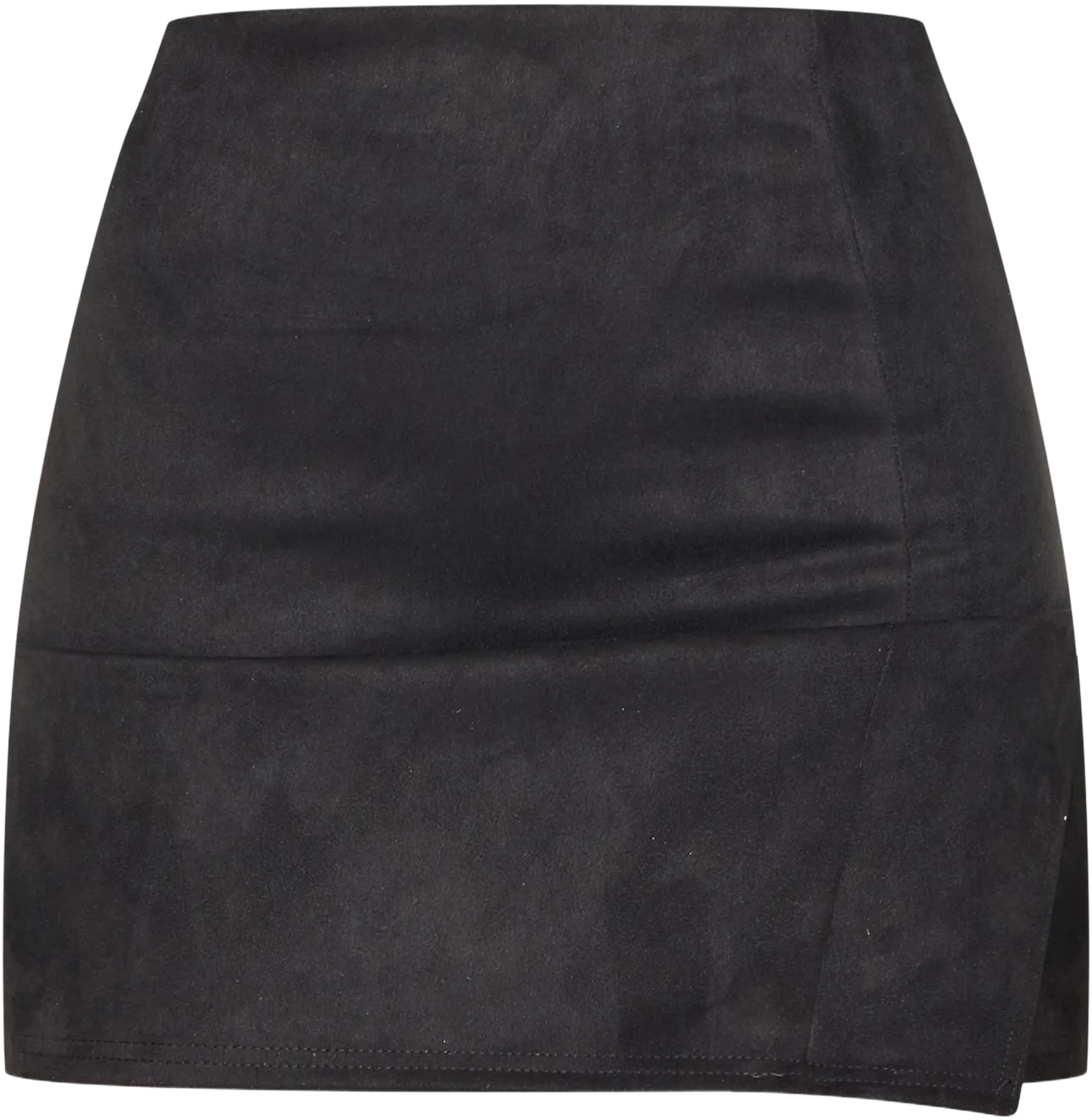Tall Black Faux Suede Split Hem A Line Mini Skirt