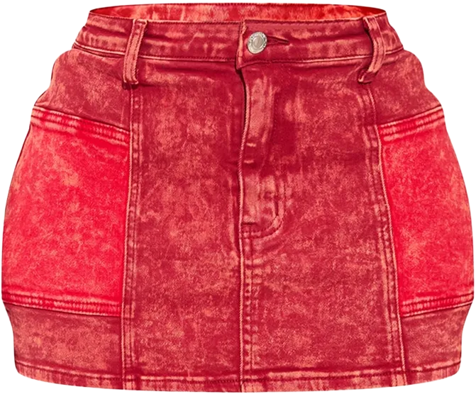 Shape Red Denim Micro Mini Skirt