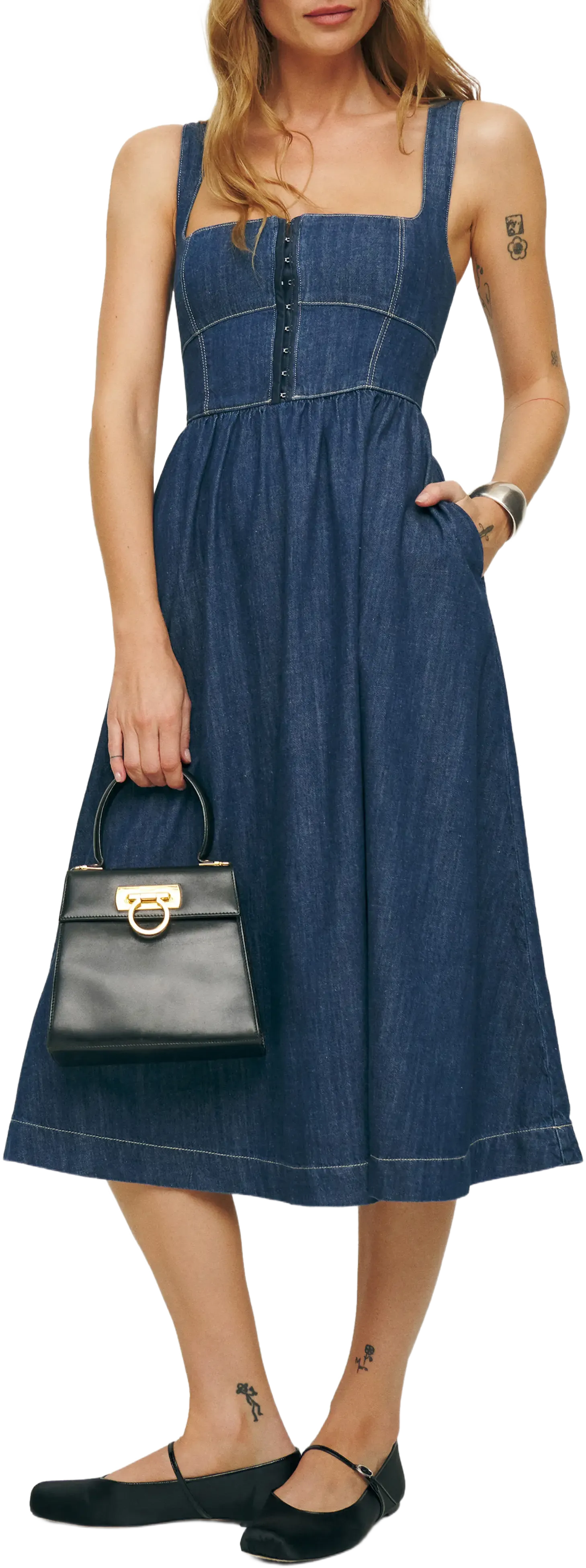 Reformation Tagliatelle Denim Dress
