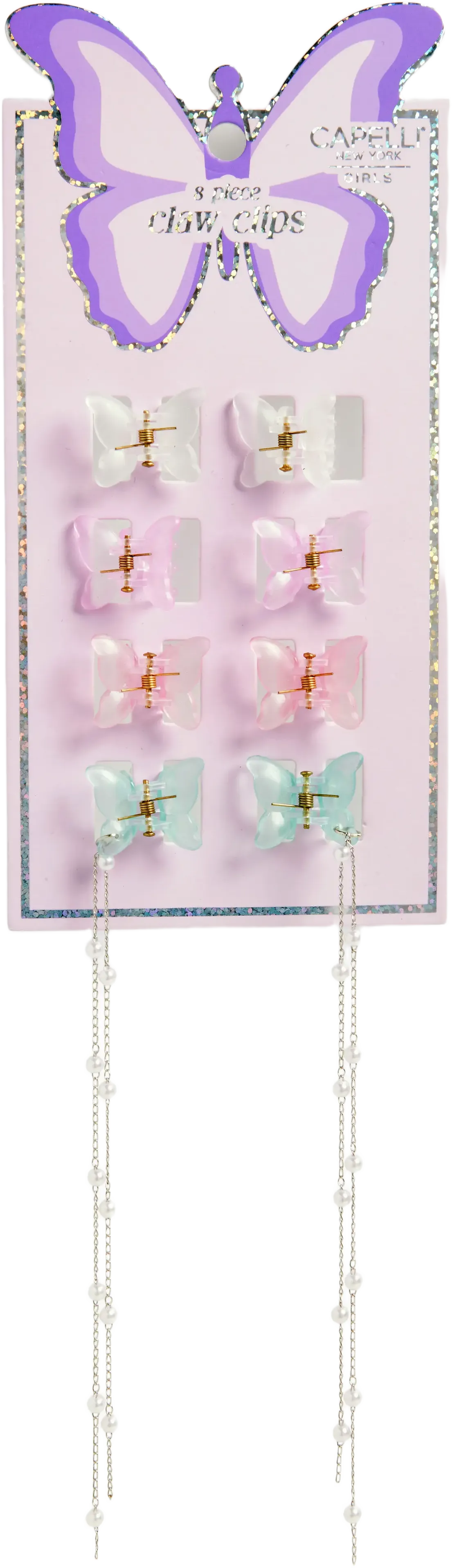 Capelli New York Kids' Assorted 8-Pack Butterfly Claw Clips