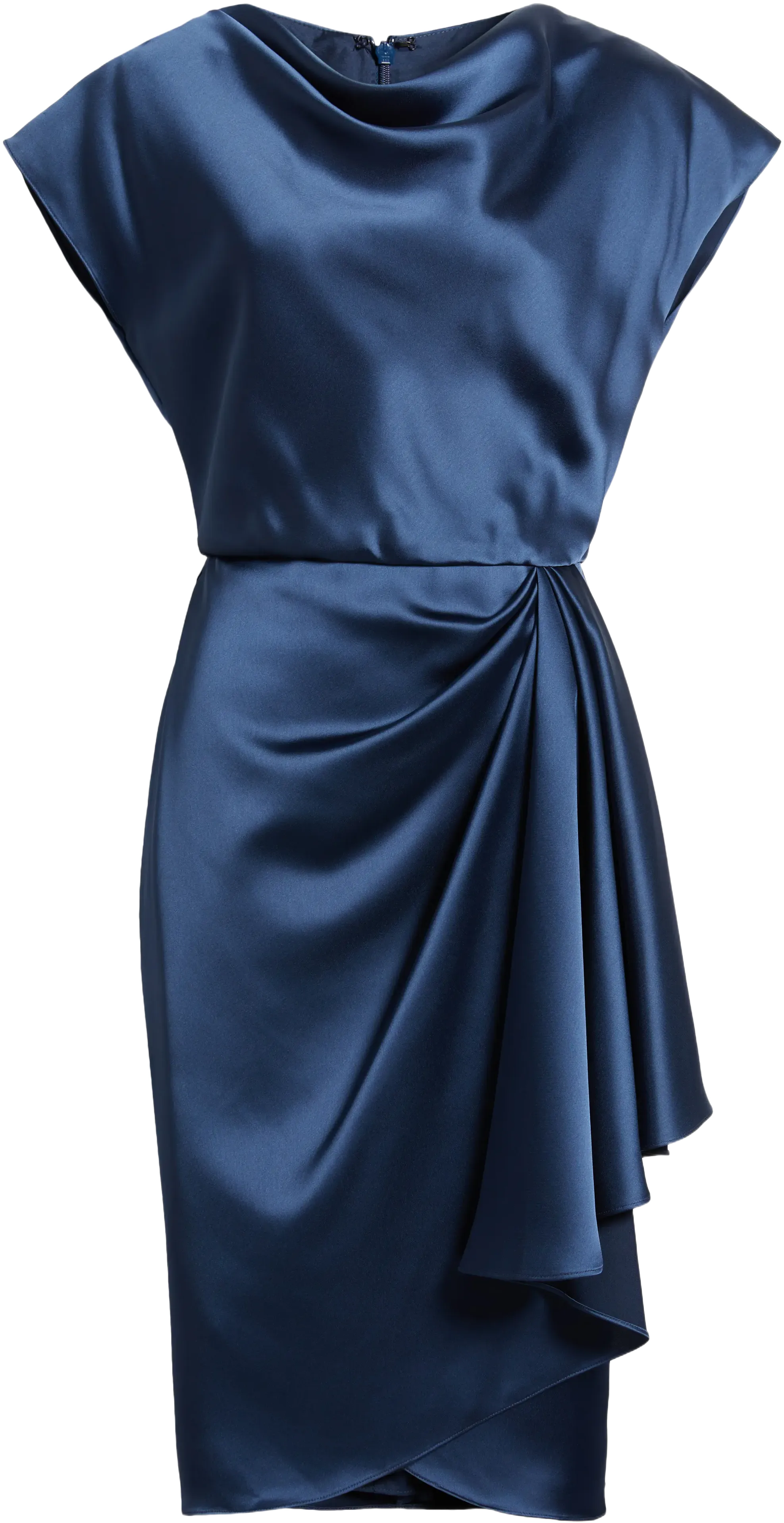 Amsale Cowl Neck Satin Sheath Dress