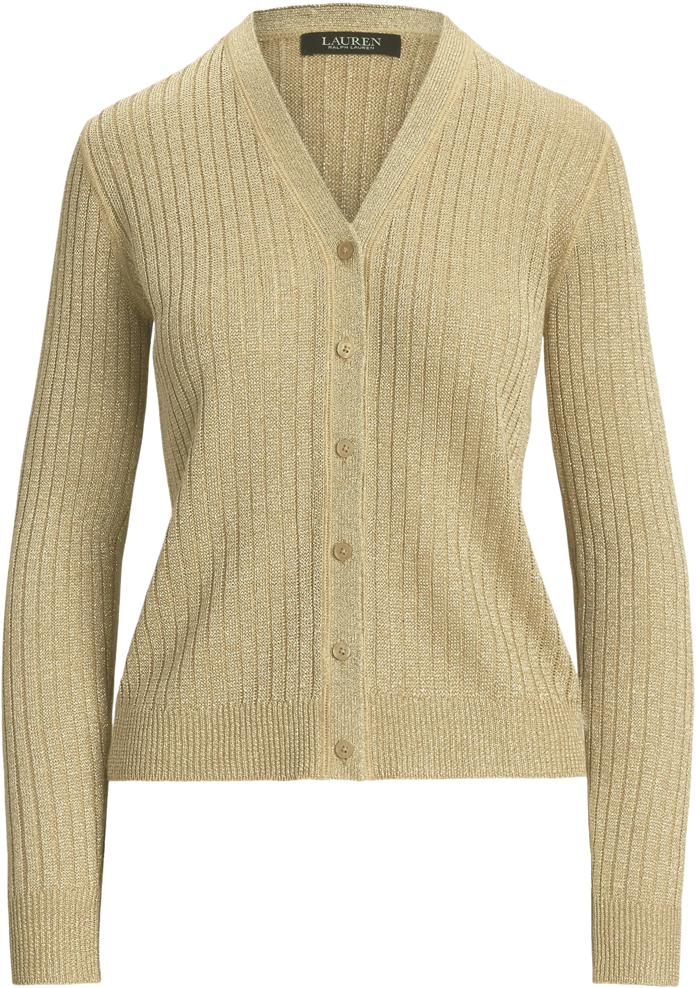 Lauren Ralph Lauren Metallic Linen Blend Rib Cardigan