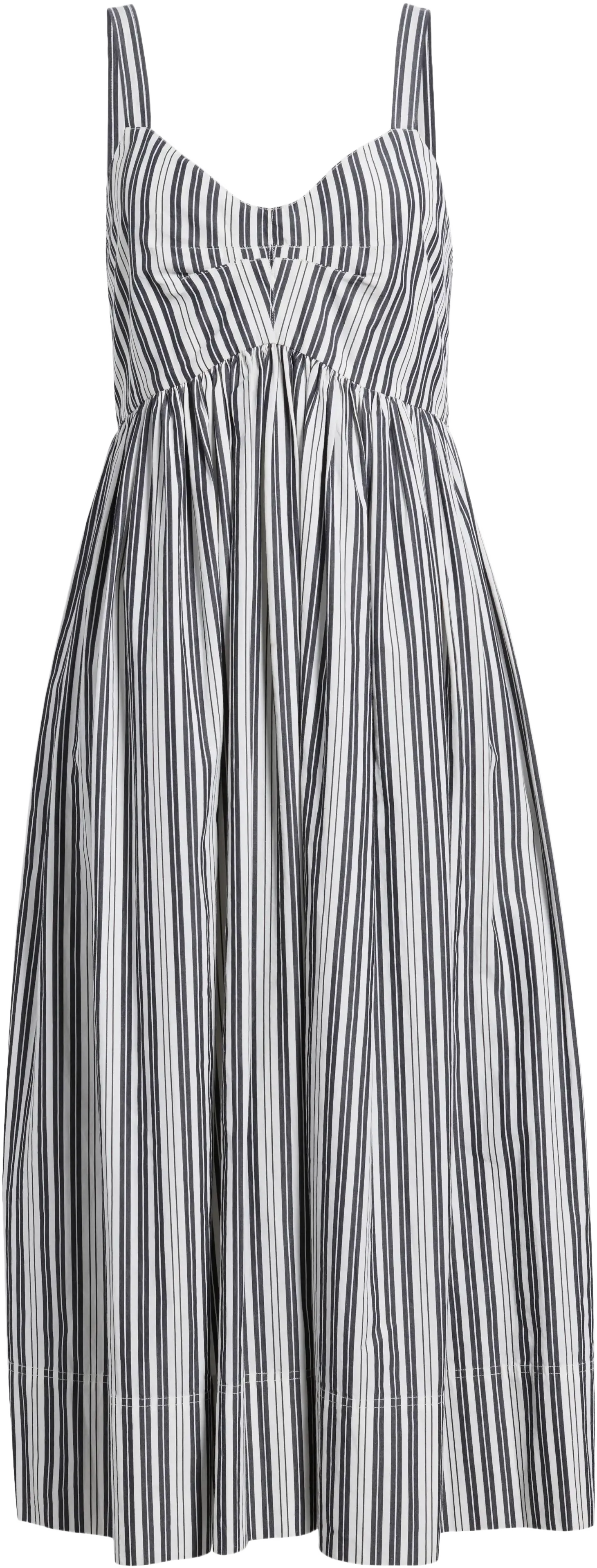 THE GREAT. The Reyes Stripe Cotton Midi Sundress
