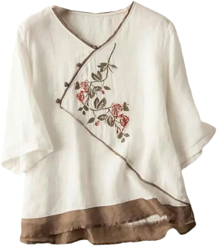 Chinese Traditional Clothes for Women Shirt Style Women's Tang Suit Vintage Top Female Linen Clothing for Embroidery Blouse
