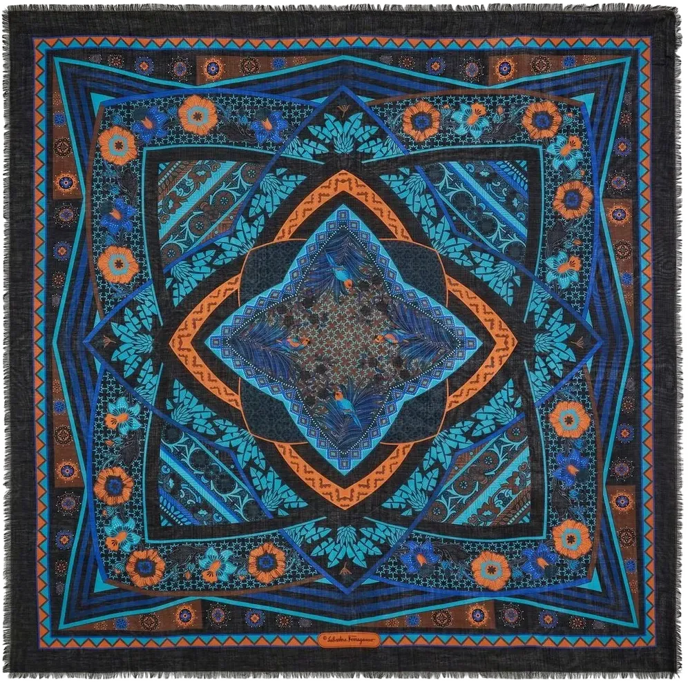 Nirvana-print silk shawl