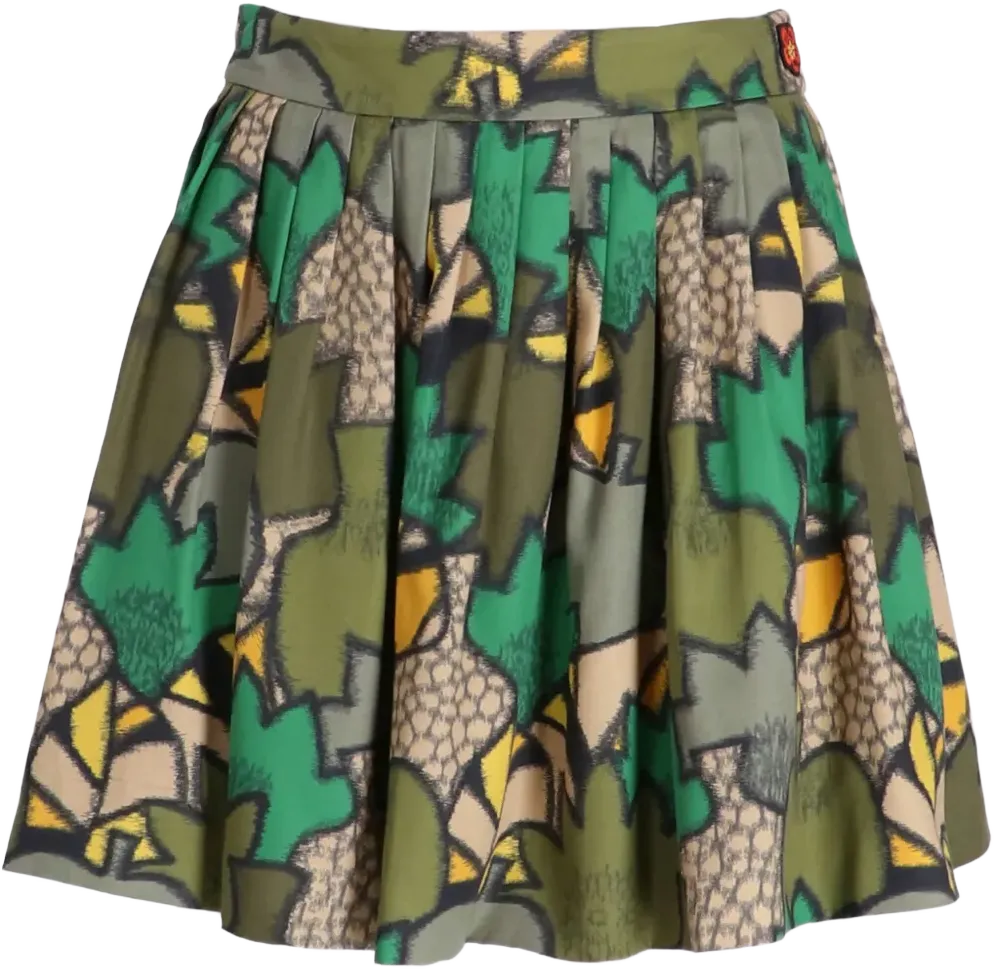 camouflage-print pleated mini skirt