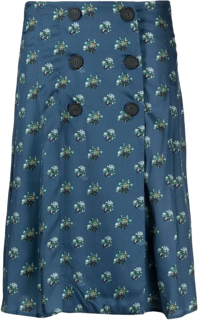 floral-print wrap skirt