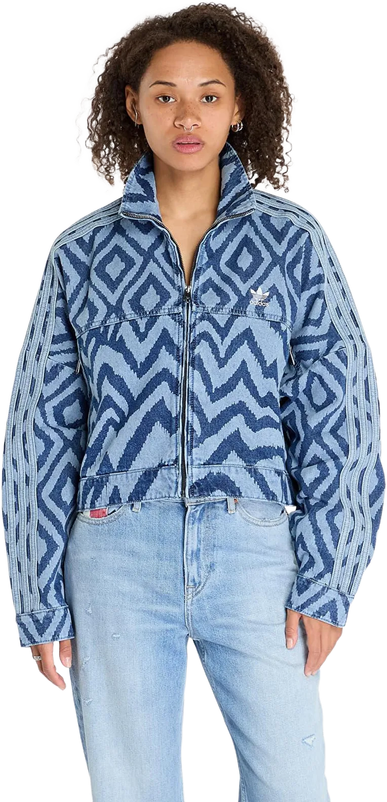 adidas Originals Women's Blue Jacket Adidas X Farm Rio Denim Jacket