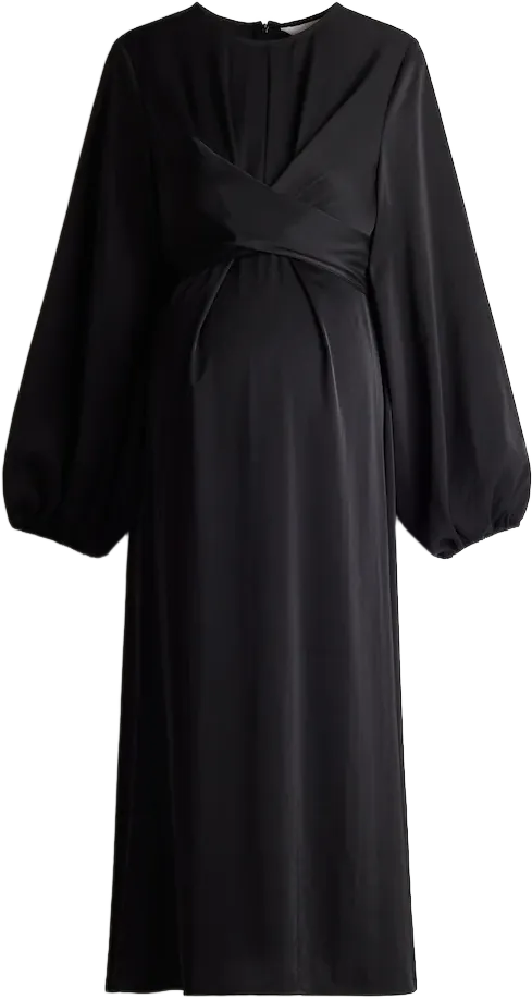MAMA Balloon-Sleeved Satin Dress