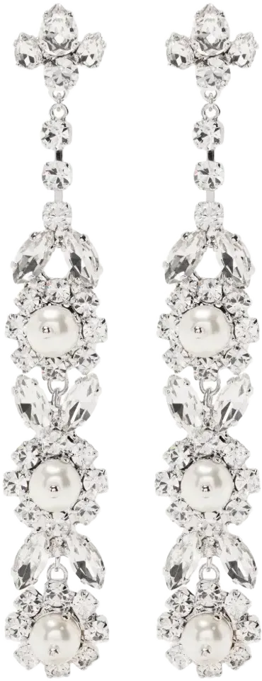 long victorian pearl & crystal drip earrings