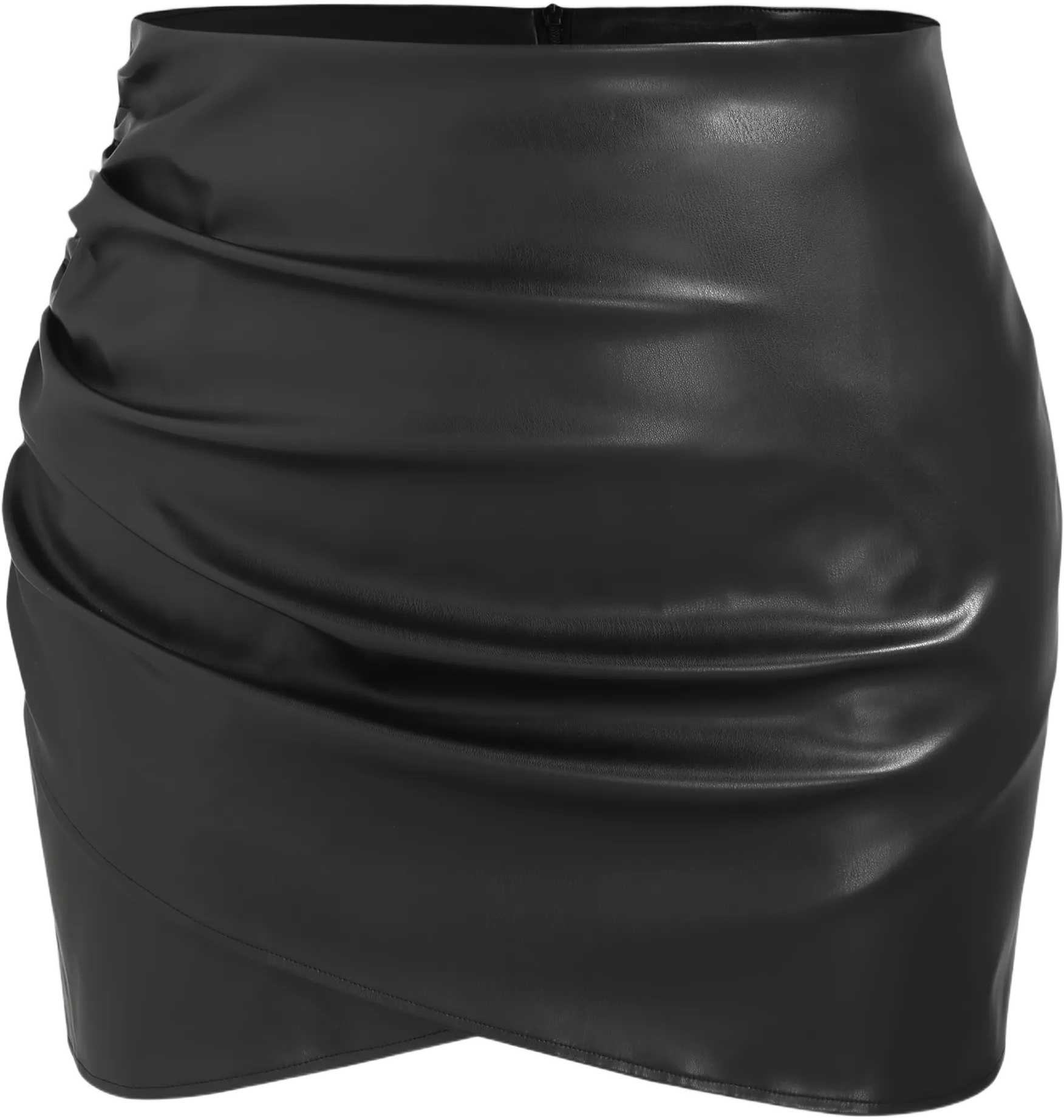 Faux Leather Ruched Mini Skirt Curve & Plus