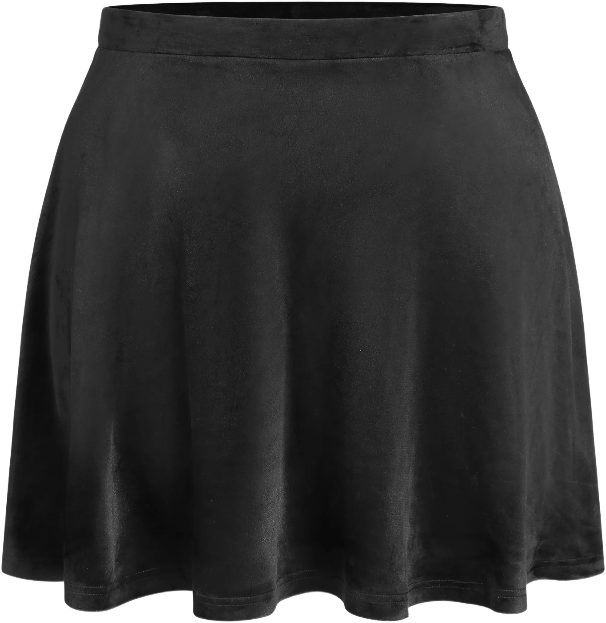Velvet High Waist Solid Pleated Mini Skirt Curve & Plus