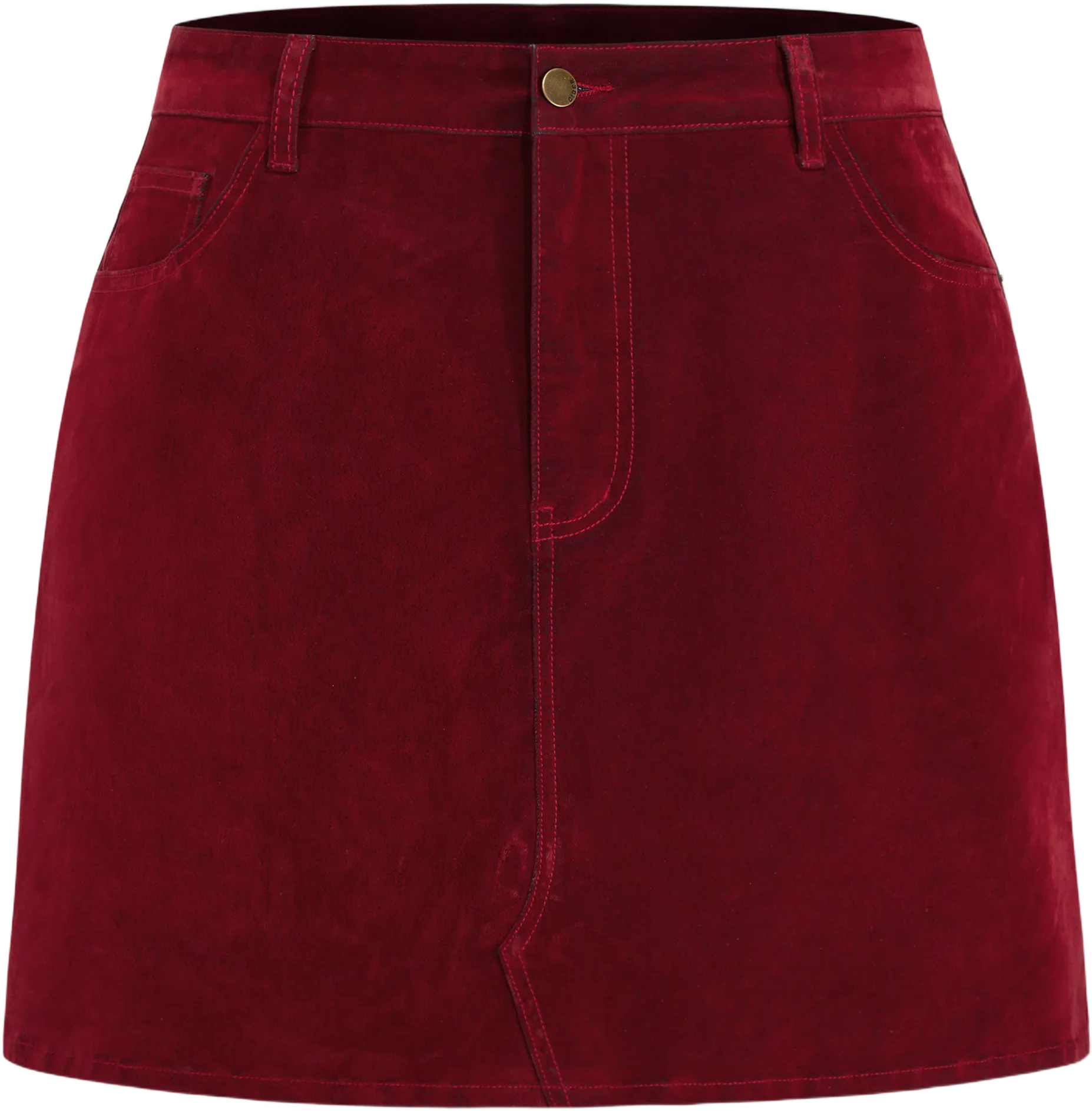 Stretch Denim Mid Rise Pocket Mini Skirt Curve & Plus