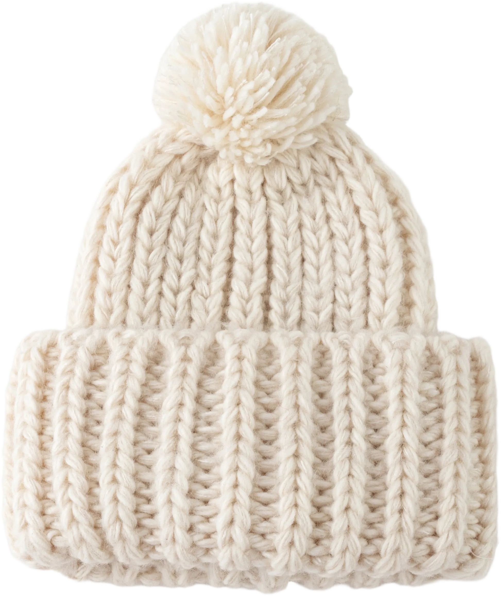 Cable Knit Beanie Hat With Pom-pom