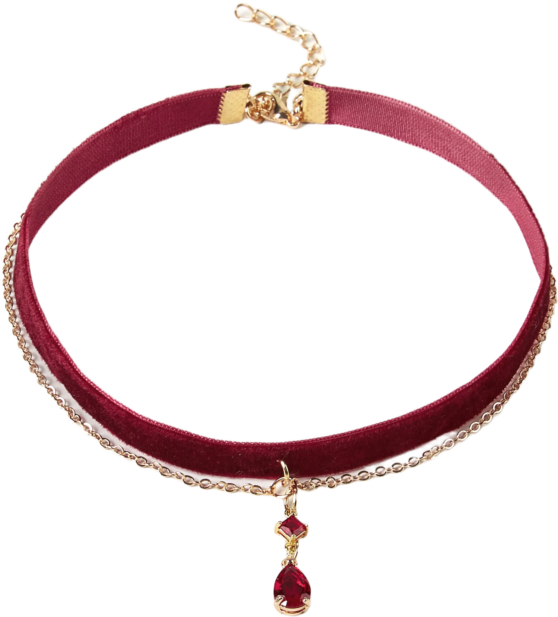Rhinestone Velvet Layered Choker Necklace