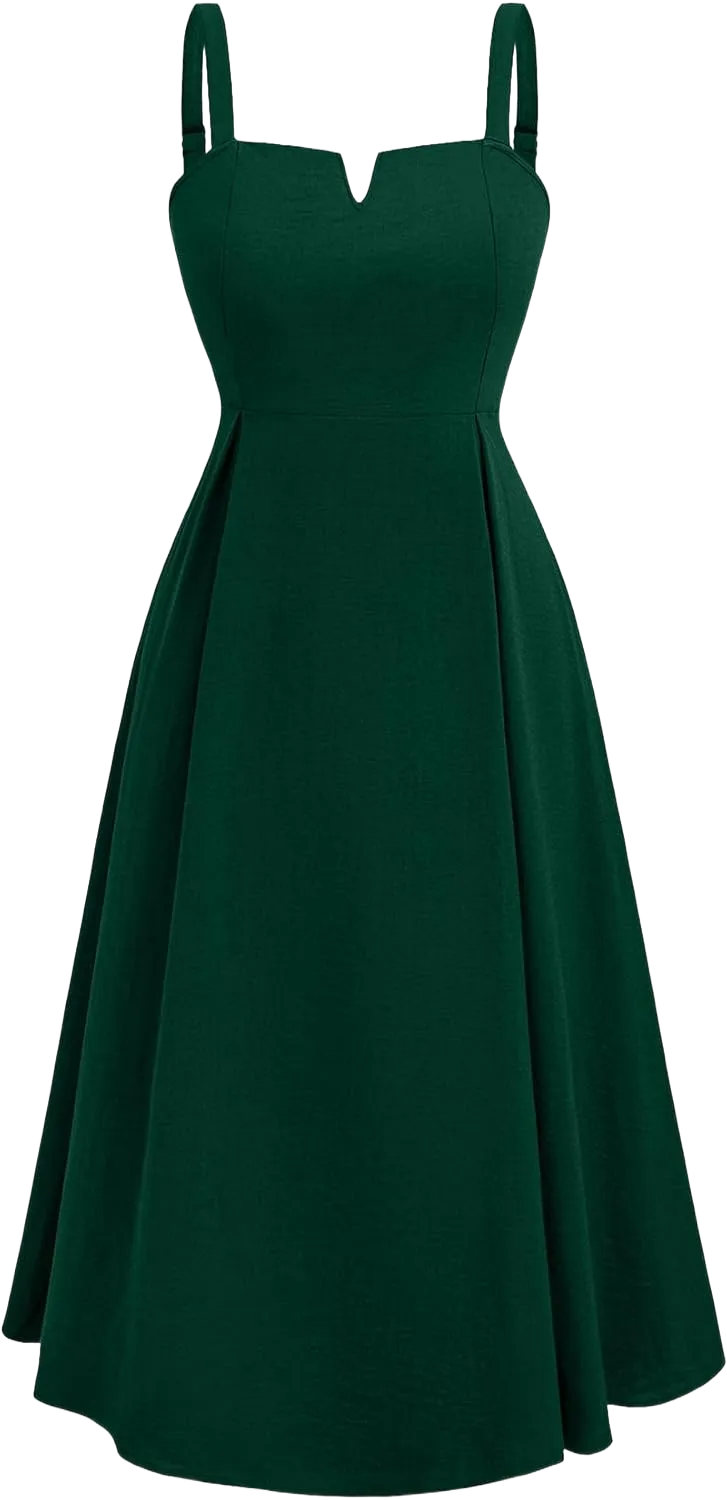 RWJ Womens Plus Size Summer Maxi Dresses Sleeveless Adjustable Spaghetti Strap Maternity Casual Beach Sundress with Pockets Green Large Plus
