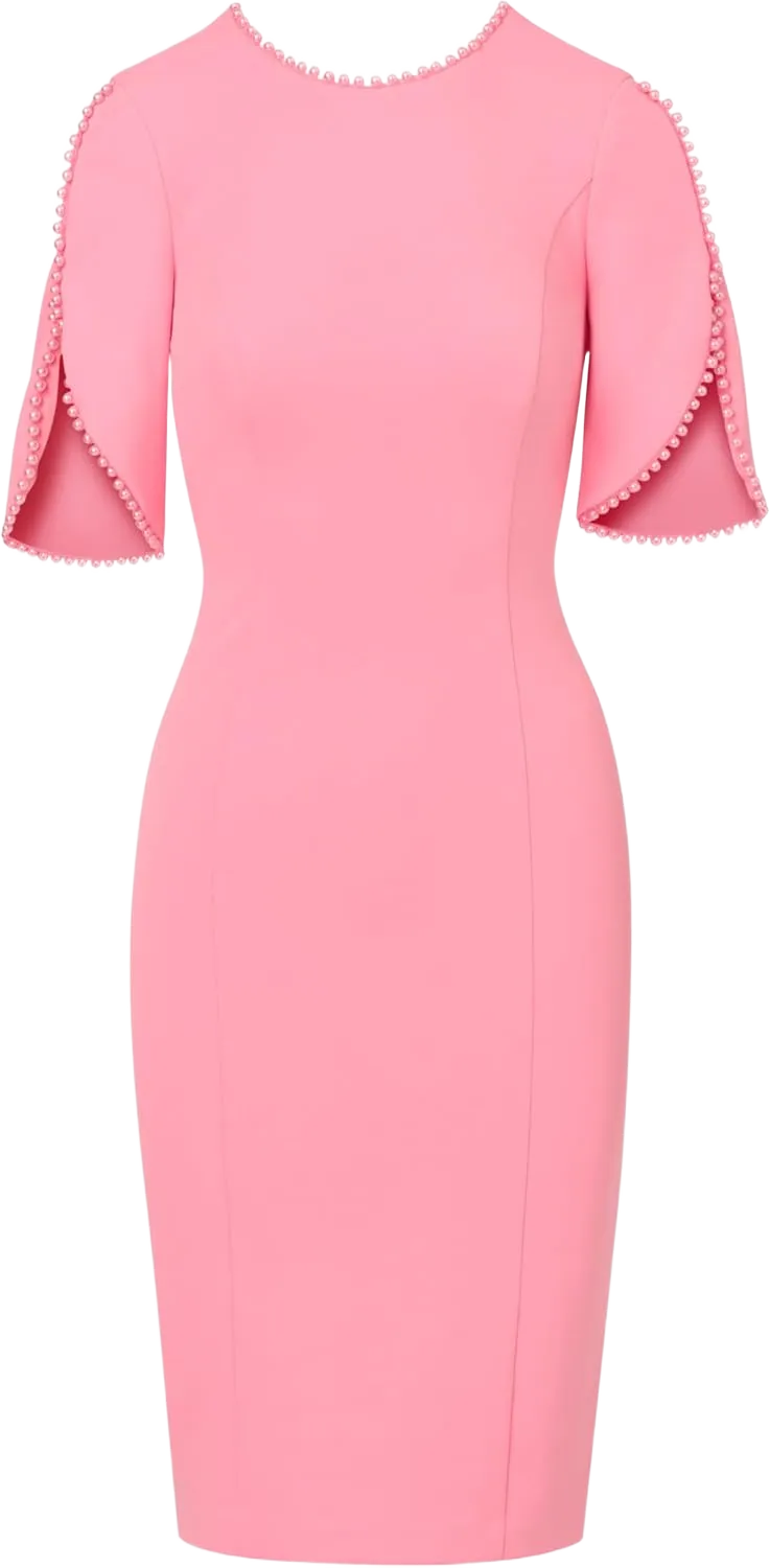 Adrianna Papell Women's Knit Crepe Pearl Midi Dress 10 Cherry Blossom