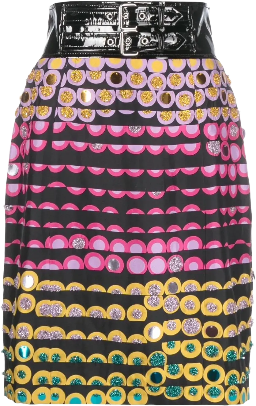 polka dot-print belted pencil skirt