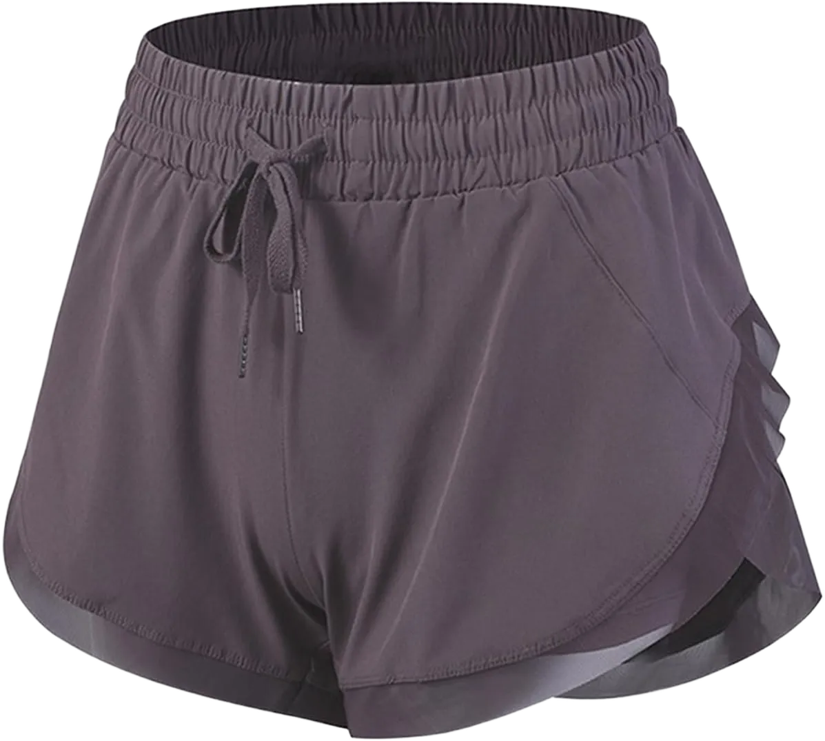 Athletic Shorts for Women High Waisted Quick Dry 2 in 1 Flowy Workout Short Lightweight Running Gym Yoga Biker Shorts Large A01_purple