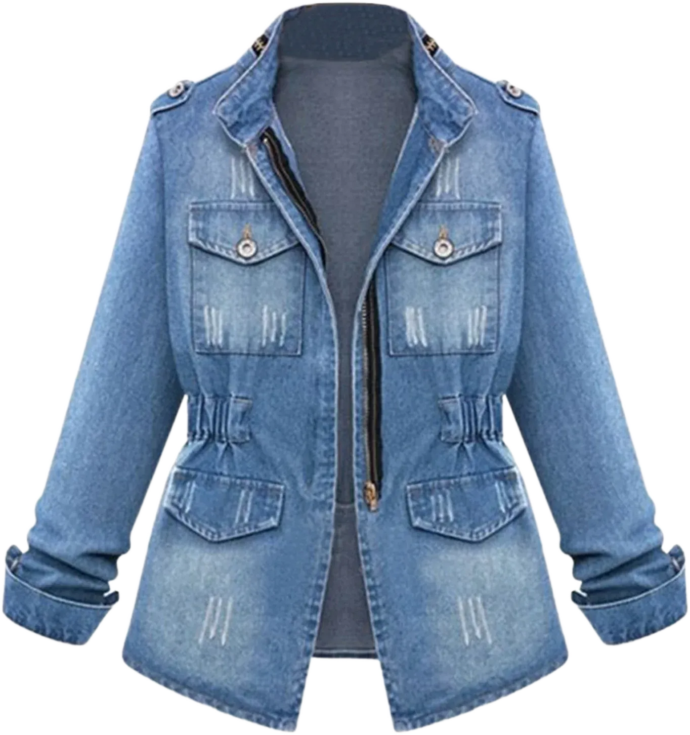 Edvintorg Denim Jackets Clearance Plus Size Casual Womens'S Coats Long Sleeve Streetwear Ladies Oversize Jeans Chain Jacket Coats With Pocket