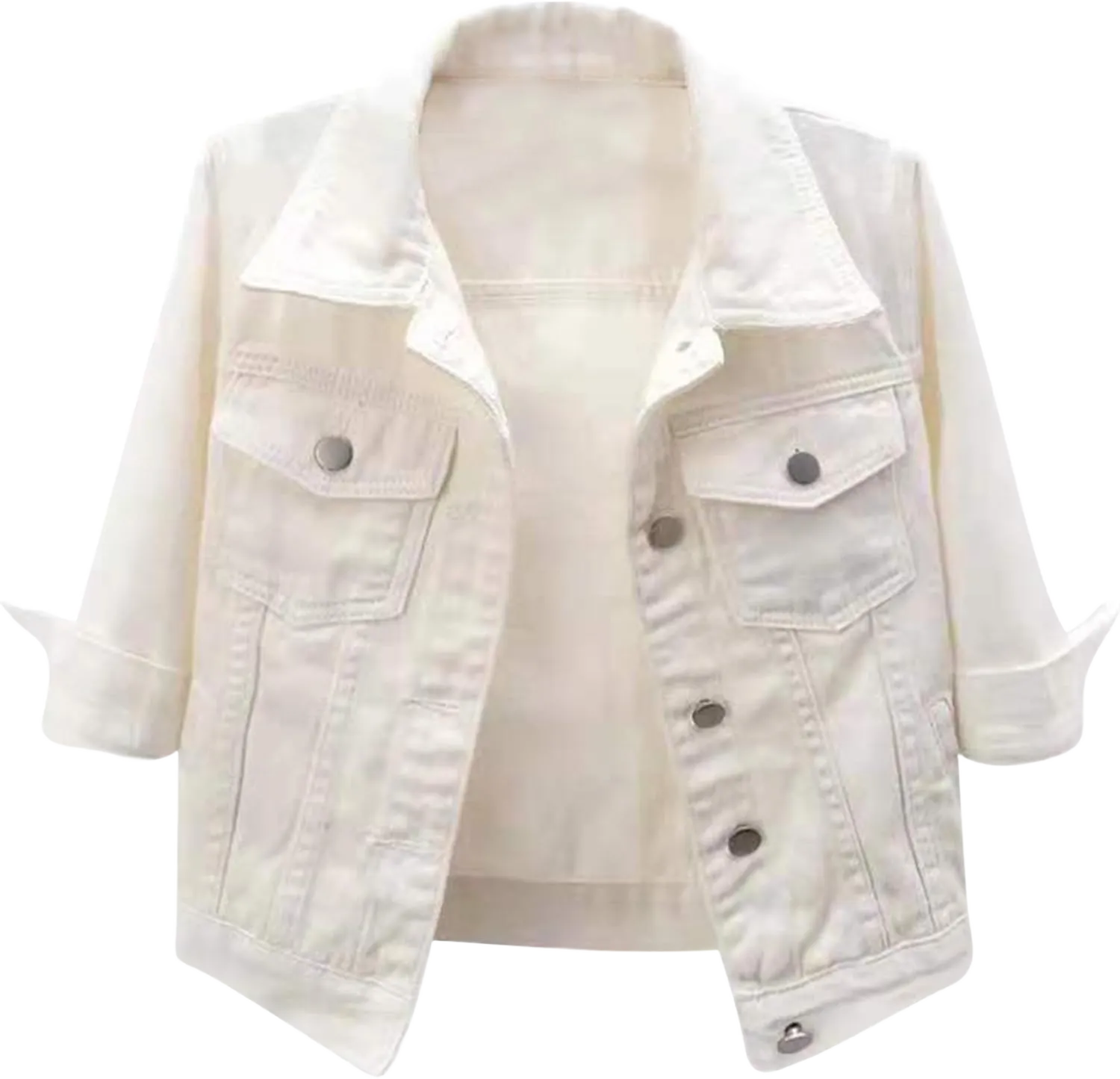 FEESHOW Womens Denim Vest Jacket Casual Lapel Button Down Ripped Casual Jacket Jeans 4X-Large White