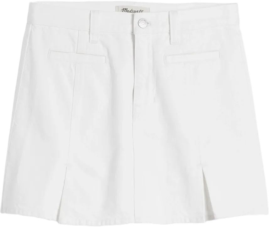 Dqbeng Women's A Line Denim Ruffle Skirt Y2K Pleated Mini Jean Skirts with Pockets XX-Large White