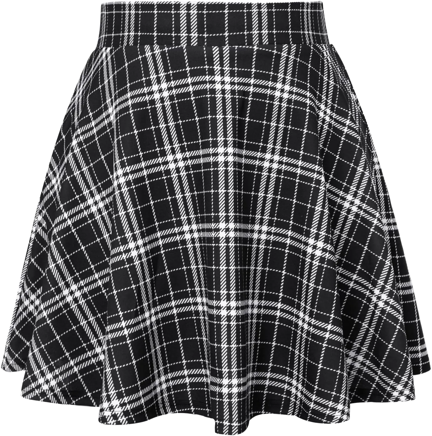 Hanna Nikole Women Plus Size Casual Mini Skater Skirt Elastic Lining High Waist Basic Flared Skorts Pleated with Pocket 24 Plus Plaid