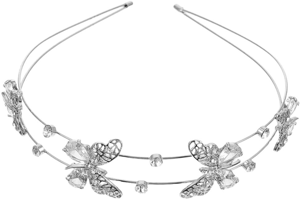 Beaupretty Bride Wedding Headband, Rhinestone Crystal Ornament Butterflies Girls Crown Tiara for Females (Silver)