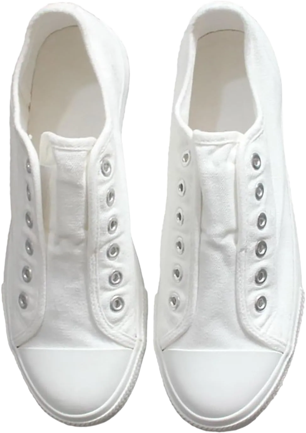 YIBLBOX Women's Slip-on Shoes Non-Slip Fashion Canvas Sneakers Low Top No Laces Comfortable Casual Shoes 7 White