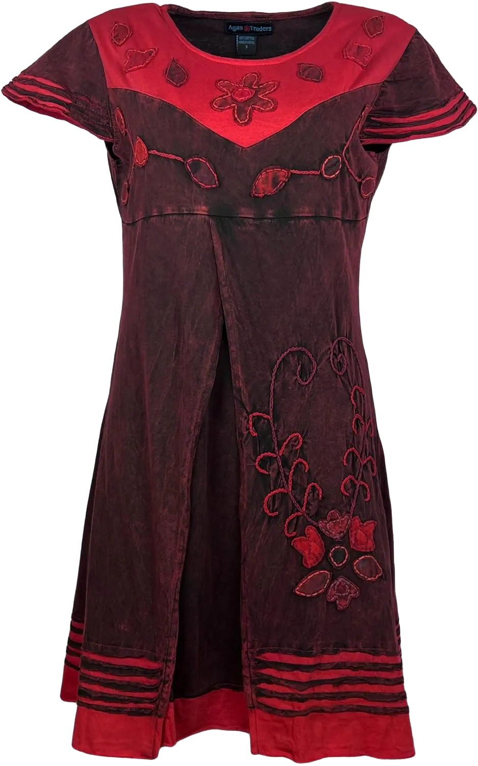 Agan Traders Women's 2025 Spring Light-Weight Rib Cotton Boho Dress - Cap Sleeve Knee Length Summer Dresses with Razor Cuts XX-Large Burgundy Red