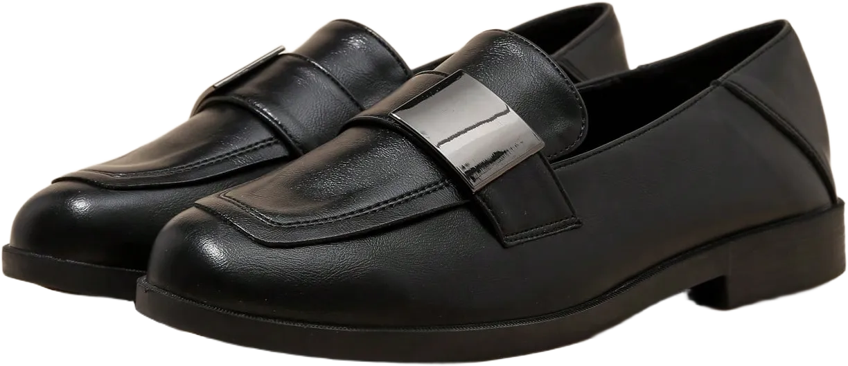 Casual Square Toe Flat Loafers, Slip-On Women Leather Shoes, Work Shoes