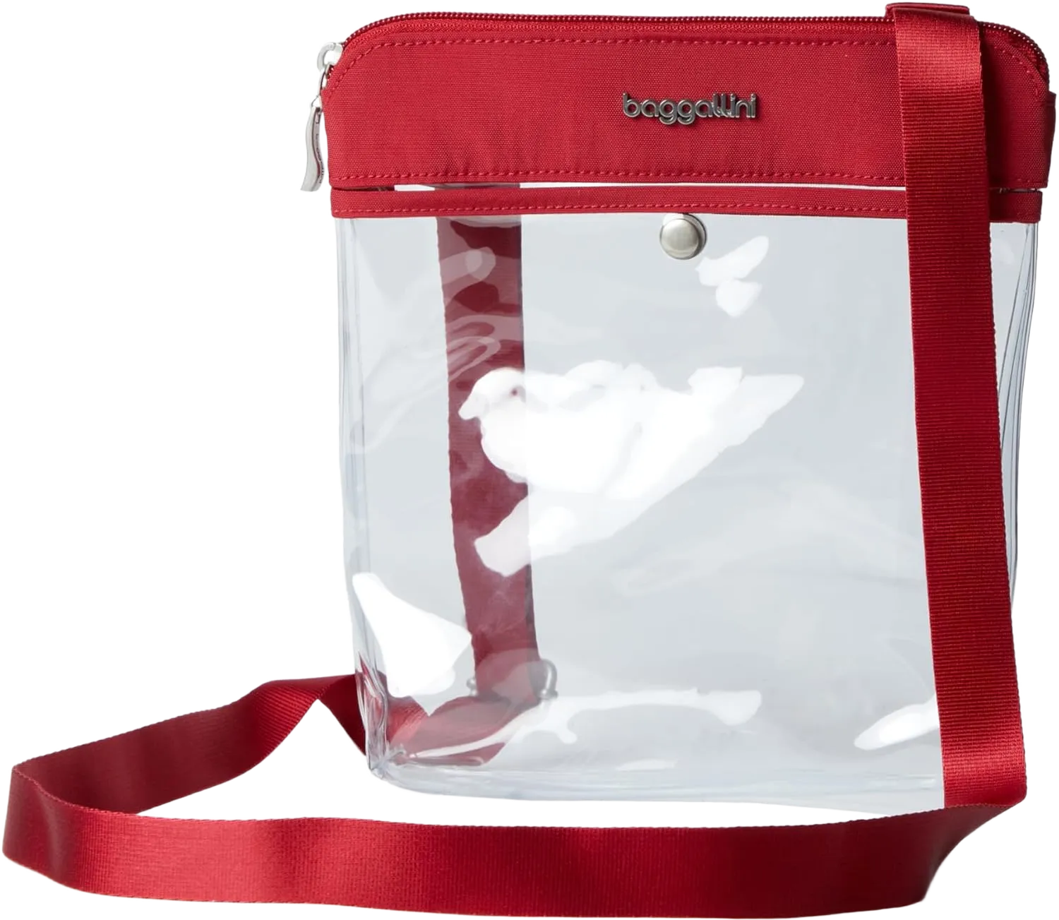 Baggallini Clear Stadium Crossbody 8.5" w x 9" h Ruby Red