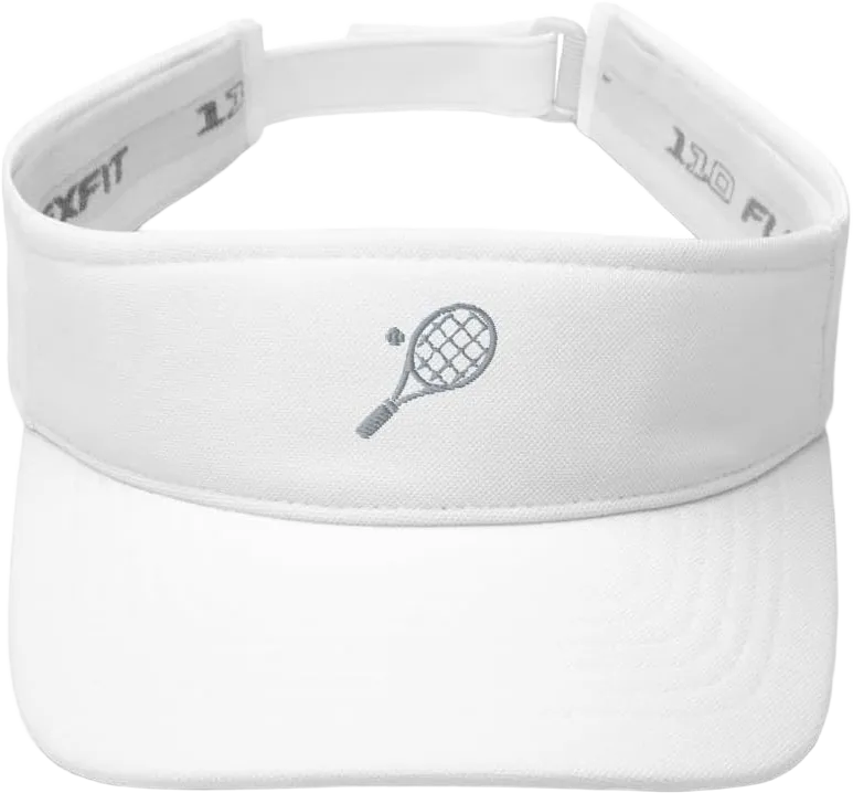 Tennis Visor, Embroidered Unisex Visor hat, Tennis hat for Men, for Women, Tennis Gifts for Team, Coach, Players, Design 1. One Size White