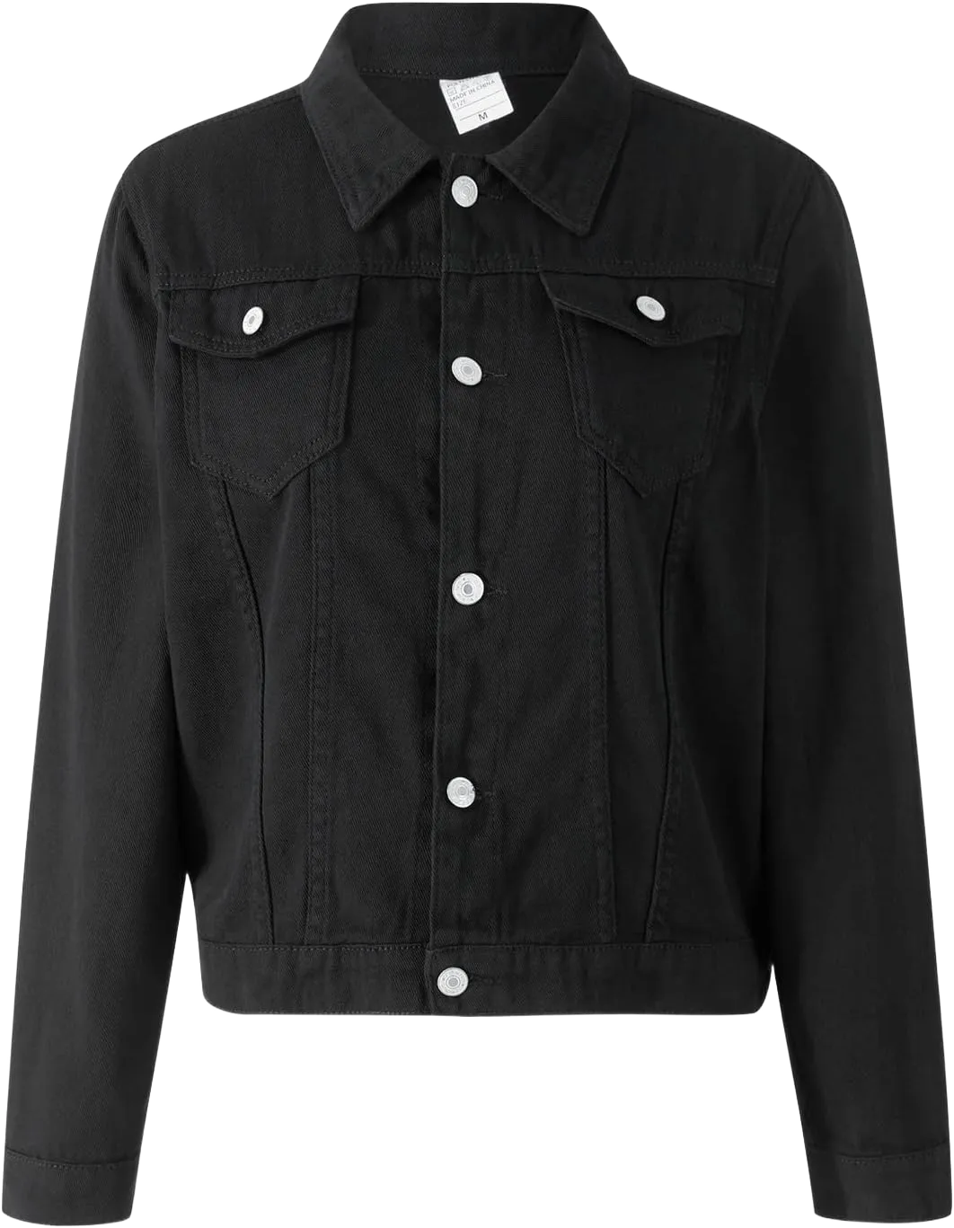 lisenraIn Jean Jackets for Women Fashion Basic Long Sleeve Button Down Denim Jacket Lightweight Cropped Jean Jacket Large Black