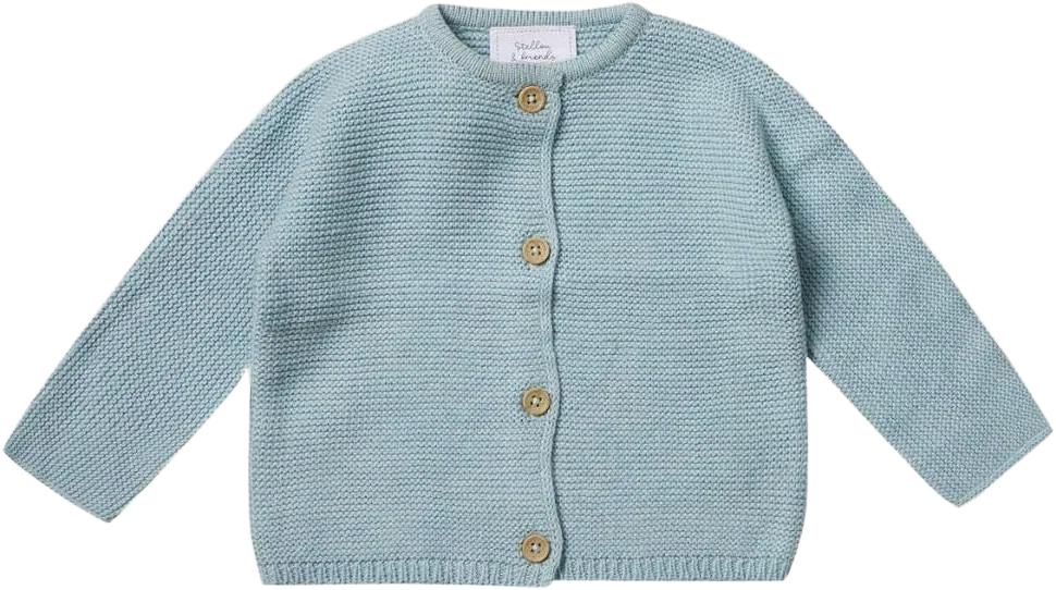 Stellou & friends 100% Cotton Baby Cardigan, Long Sleeve Knit Sweater for Kids, Unisex Tops for Infant, for Children 0-6 Yrs 5-6 Years Pistachio Green Melange