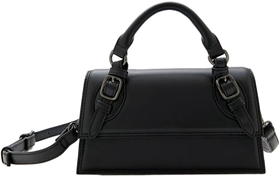 Buckled Faux Leather Crossbody Bag